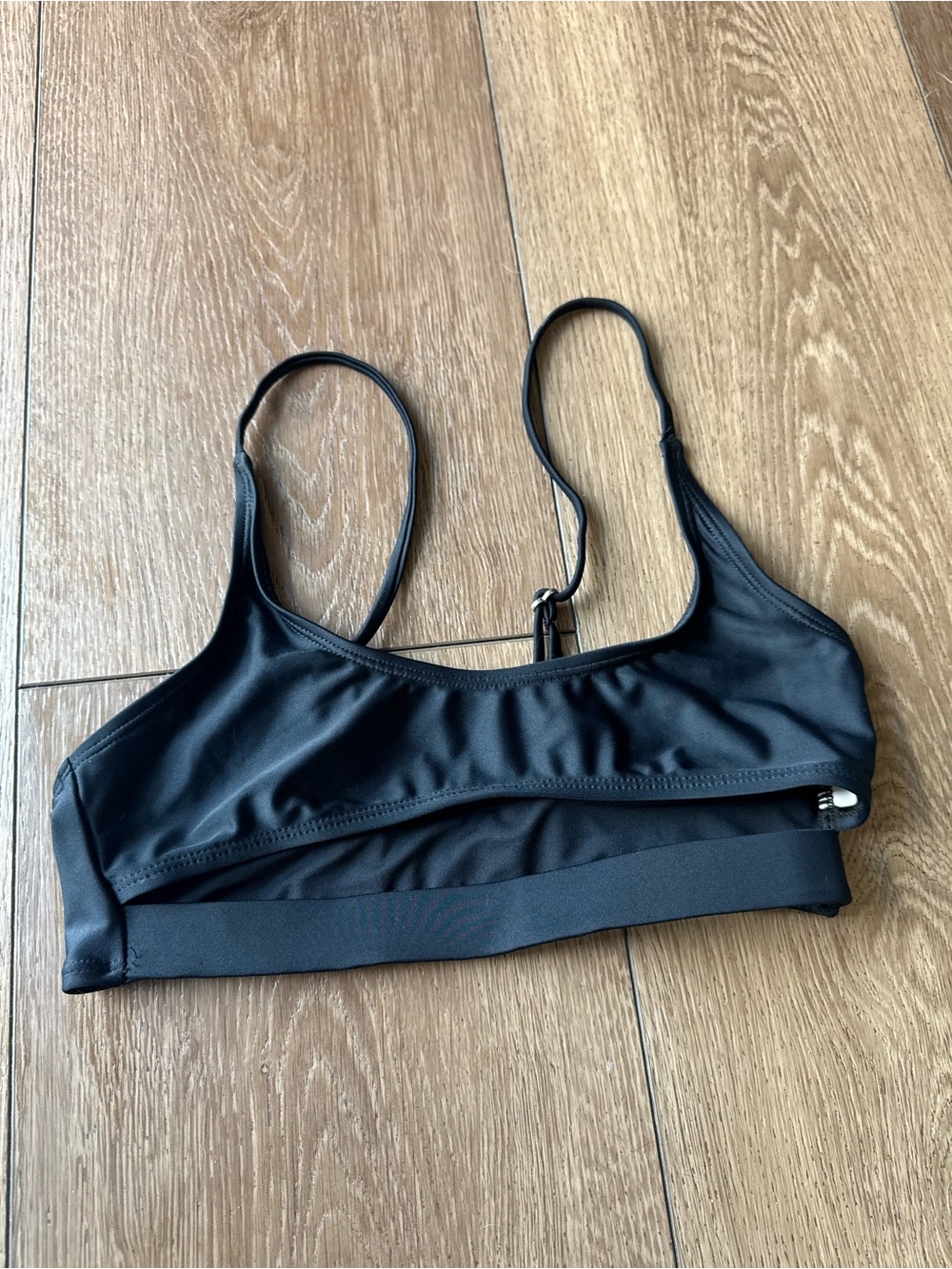Classic Black Swim Bikini Top with Adjustable Straps with Cutout Bottom